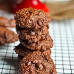 Vegan Double Chocolate Espresso Almond Cookies stacked