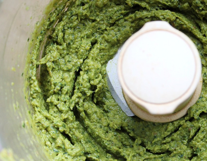 vegan kale pesto in food processor