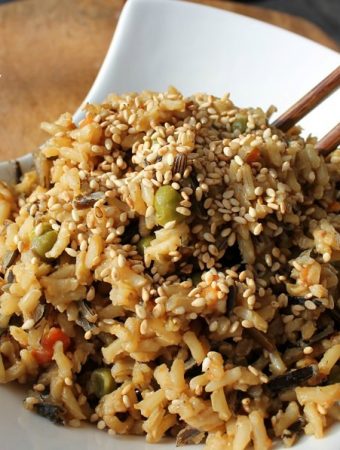 Low-fat Unfried Rice in white bowl