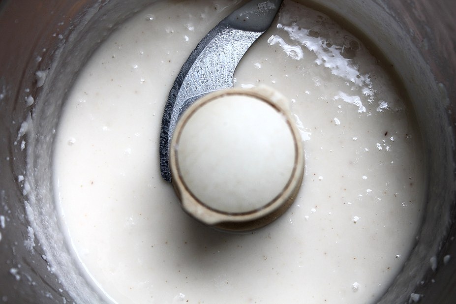 Coconut butter puree in food processor