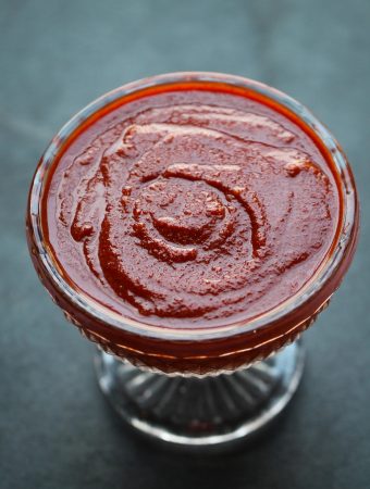 Homemade Enchilada Sauce in glass bowl