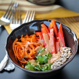 carrot salad on black table