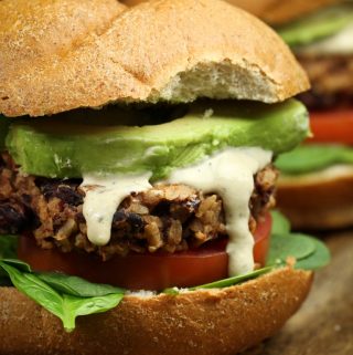 Cajun Red Beans and Rice Burger closeup