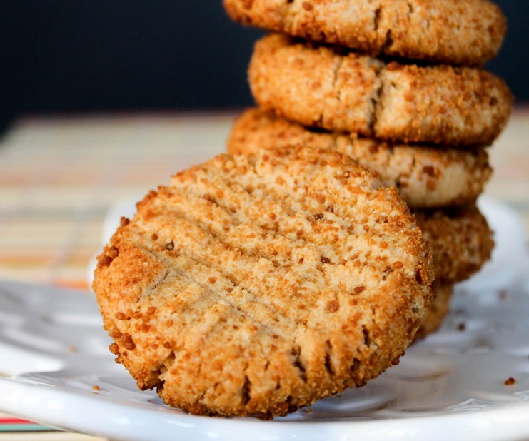stack of vegan peanut butter cookies