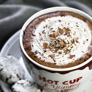 Best vegan hot chocolate in mug with whip cream