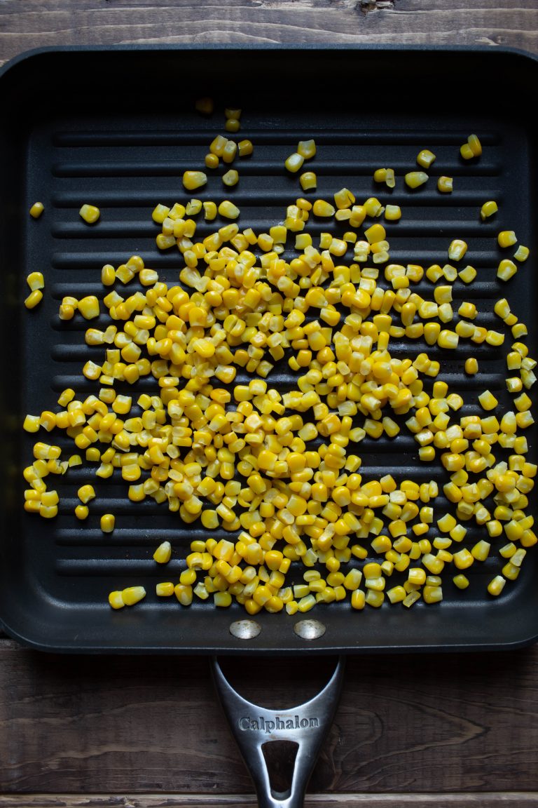 Grill pan of grilled sweet corn