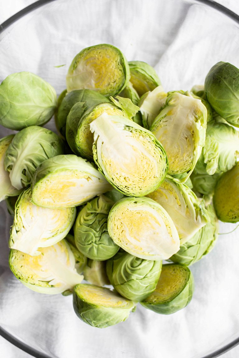 Trimmed brussels sprouts in bowl