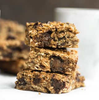 Stack of nut-free granola chocolate chip bars