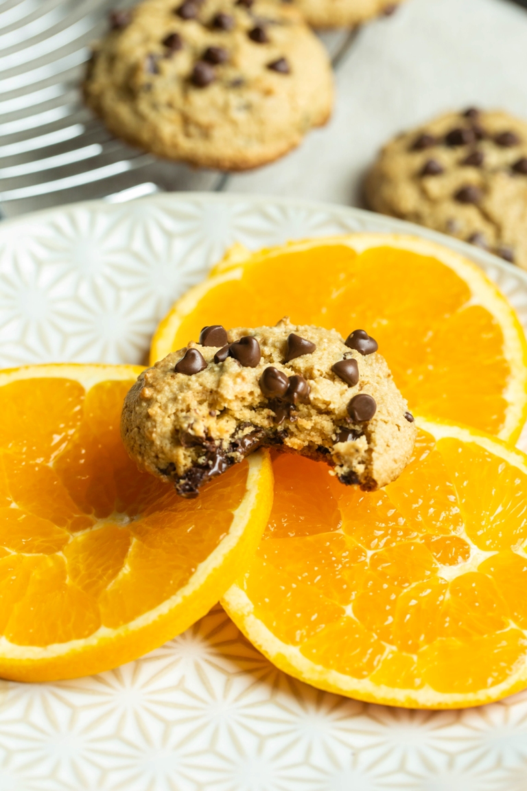 Inside view of cookie showing melted chocolate chips