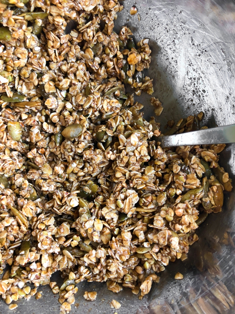 mixed wet granola mixture