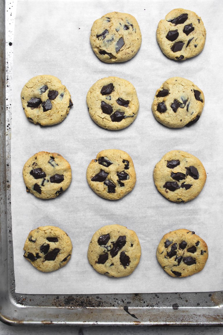 baked cashew butter cookies on pan