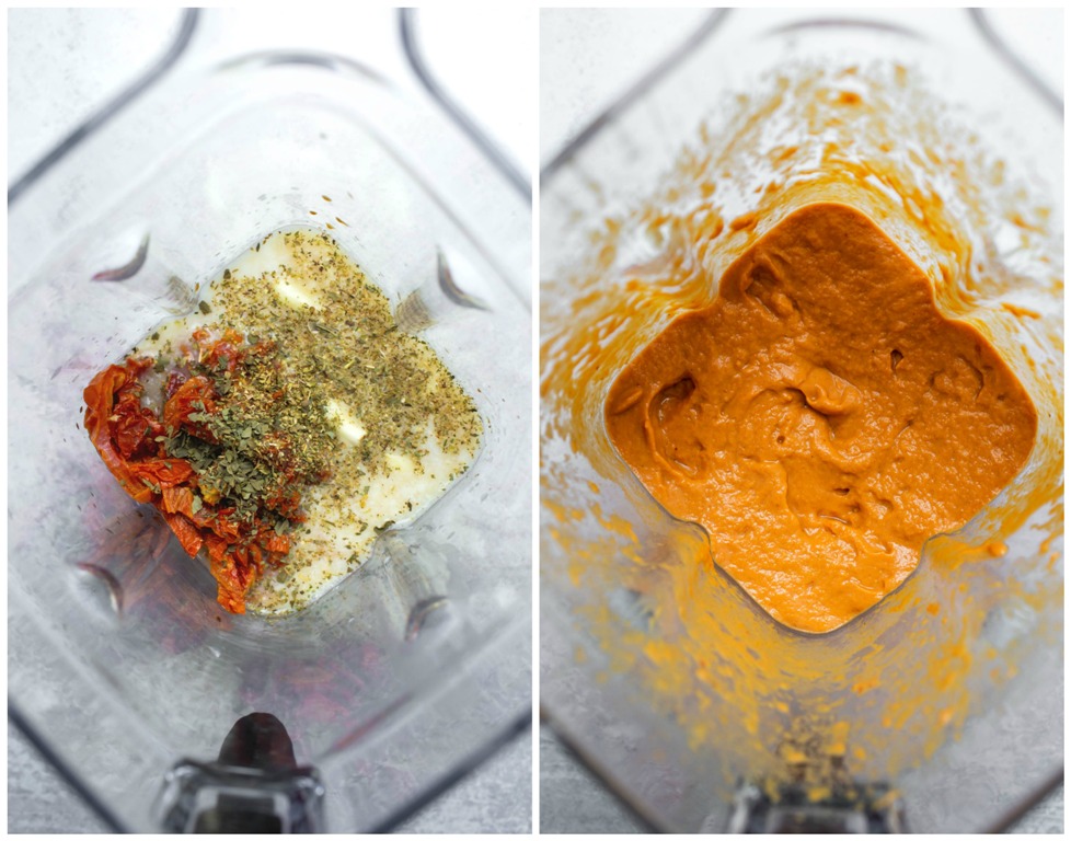 2 image collage of before and after blending in blender