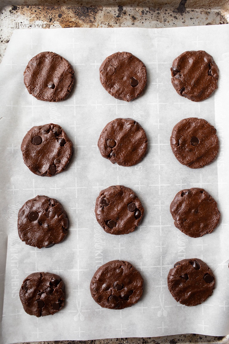 cookies flattened out on pan before baking
