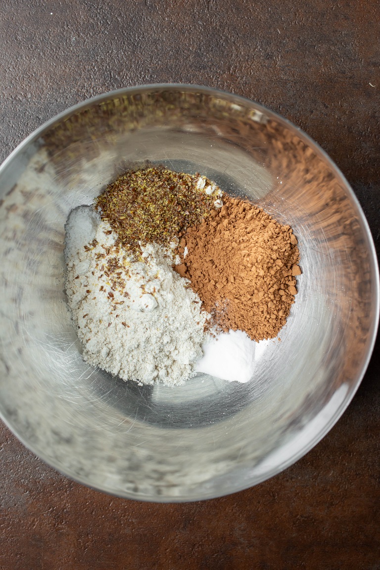 dry ingredients in silver bowl