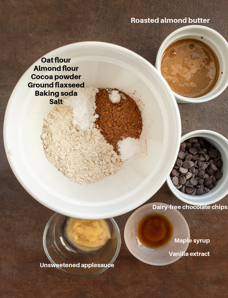 ingredients needed for cookies in individual bowls